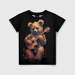 Детская футболка Большой плюшевый медведь играет на гитаре