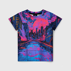 Детская футболка Город в психоделических цветах