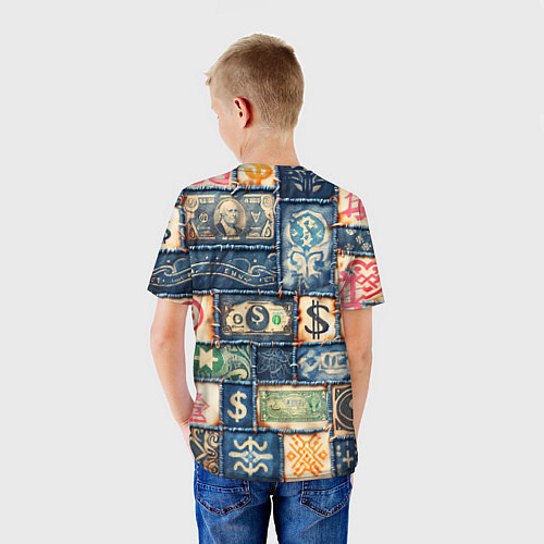 Детская футболка Баксы на дениме пэчворк / 3D-принт – фото 4