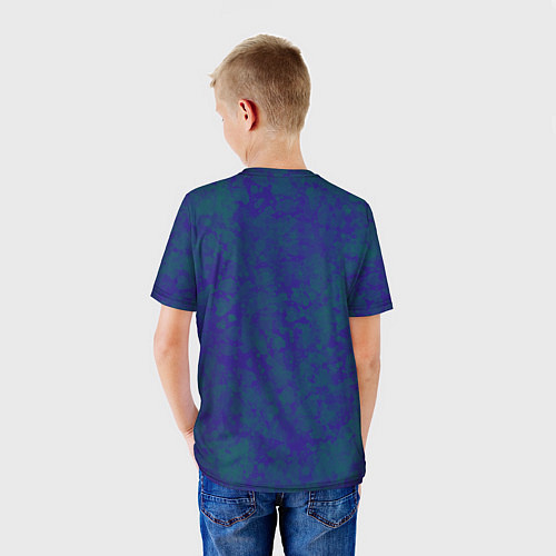Детская футболка Камуфляж синий с зелеными пятнами / 3D-принт – фото 4