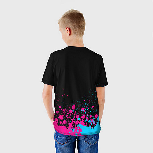 Детская футболка Ajax - neon gradient посередине / 3D-принт – фото 4