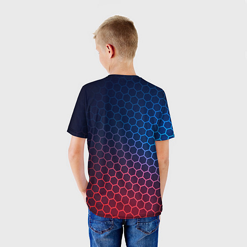 Детская футболка Warframe неоновые соты / 3D-принт – фото 4