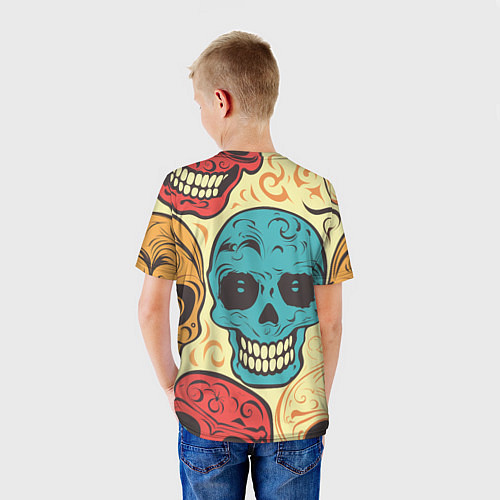 Детская футболка Праздничные черепа / 3D-принт – фото 4