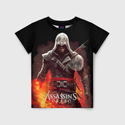Детская футболка Assassins creed огненный фон вокруг