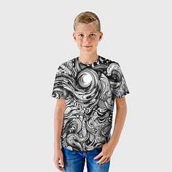 Футболка детская Черные и белые абстрактные узоры, цвет: 3D-принт — фото 2