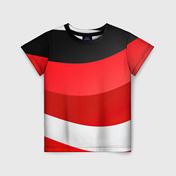 Детская футболка Объемные волны абстракции и геометрии белый красны