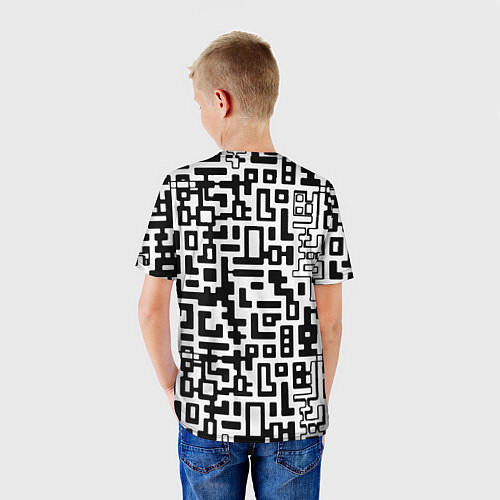 Детская футболка Чёрно-белая глитч инфекция / 3D-принт – фото 4