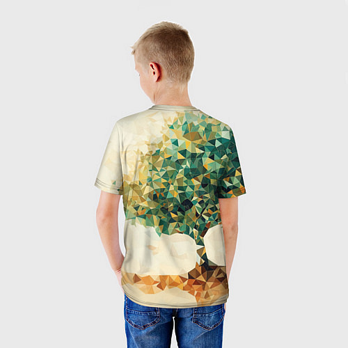 Детская футболка Многоугольное дерево с листьями / 3D-принт – фото 4