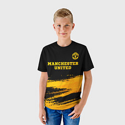 Футболка детская Manchester United - gold gradient посередине, цвет: 3D-принт — фото 2