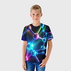 Футболка детская Молекулярная структура - неоновая, цвет: 3D-принт — фото 2
