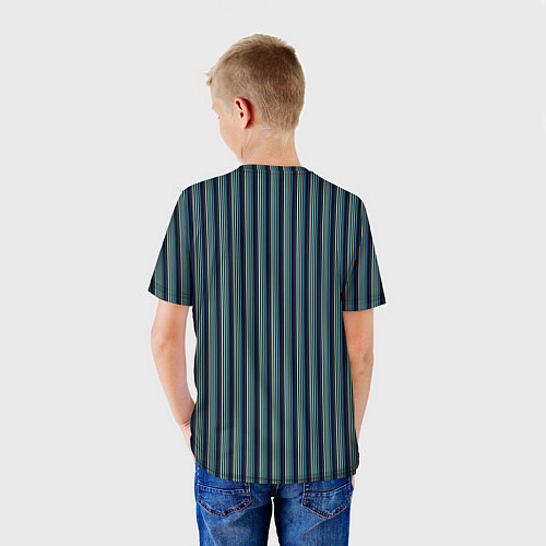 Детская футболка Чёрный в ярко-синюю полоску / 3D-принт – фото 4