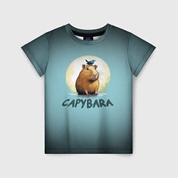 Детская футболка Капибара с птичкой на голове