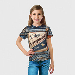 Футболка детская Vintage vanguard jeans - patchwork, цвет: 3D-принт — фото 2