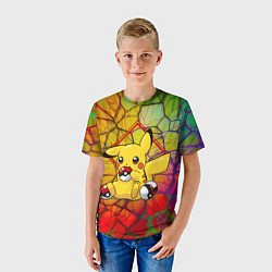 Футболка детская Pikachu pokeballs, цвет: 3D-принт — фото 2