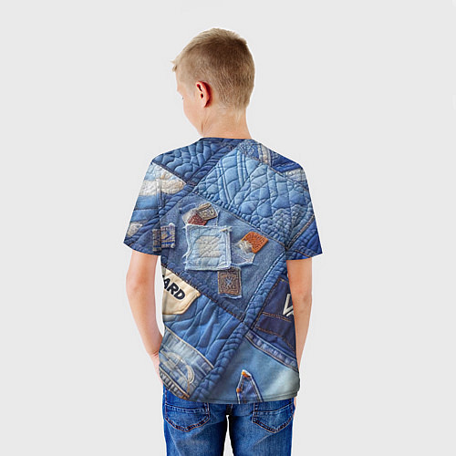 Детская футболка Vanguard jeans patchwork - ai art / 3D-принт – фото 4