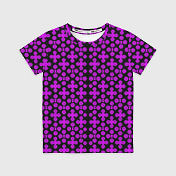 Детская футболка Розовые четырёхлистники на чёрном фоне