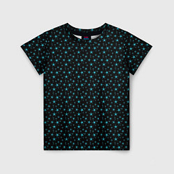 Детская футболка Чёрный с голубыми звёздочками паттерн