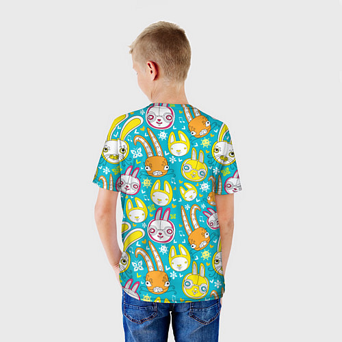 Детская футболка Разноцветные зайцы / 3D-принт – фото 4