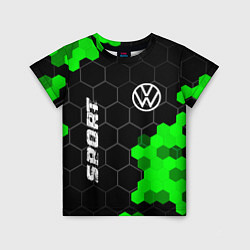 Футболка детская Volkswagen green sport hexagon, цвет: 3D-принт