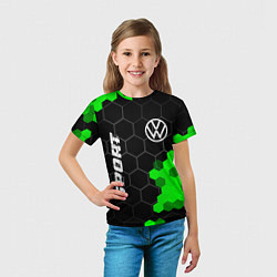 Футболка детская Volkswagen green sport hexagon, цвет: 3D-принт — фото 2