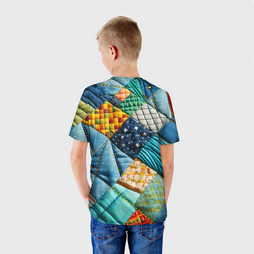 Детская футболка Лоскутное одеяло - пэчворк / 3D-принт – фото 4
