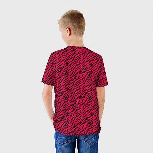 Детская футболка Яркий чёрно-розовый шкура / 3D-принт – фото 4