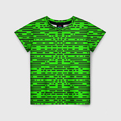 Детская футболка Чёрные полосы на зелёном фоне