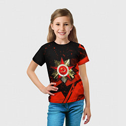 Футболка детская Великая отечественная - красная абстракция, цвет: 3D-принт — фото 2