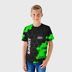 Футболка детская Audi green sport hexagon, цвет: 3D-принт — фото 2