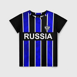 Футболка детская Россия- черно-синяя униформа, цвет: 3D-принт