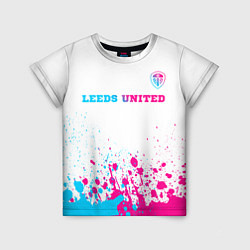 Детская футболка Leeds United neon gradient style посередине