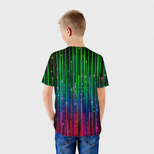 Детская футболка Неоновая цифровая пантера / 3D-принт – фото 4