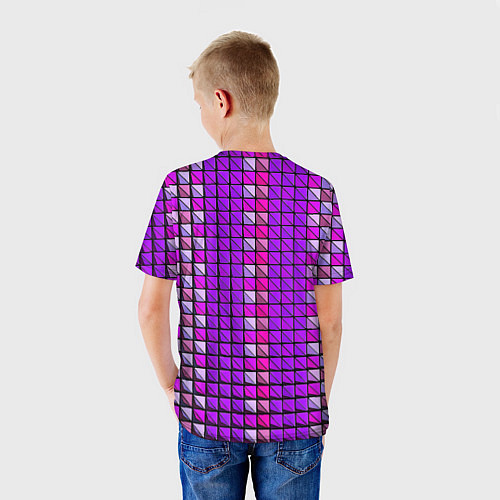 Детская футболка Фиолетовые плитки / 3D-принт – фото 4