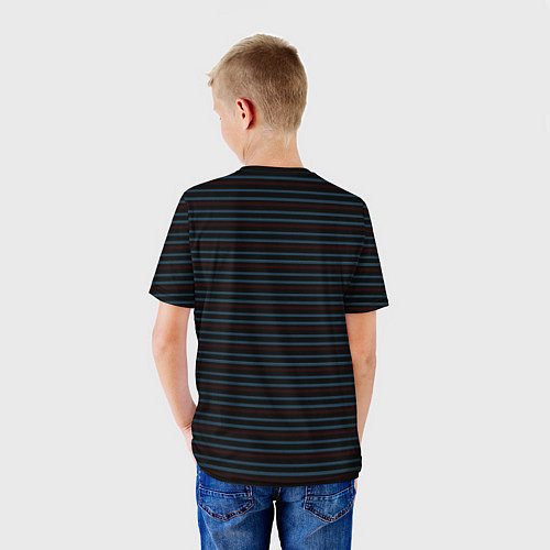 Детская футболка Чёрный в сине-красную полоску / 3D-принт – фото 4