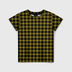 Детская футболка Чёрный с жёлтыми полосами шотландка