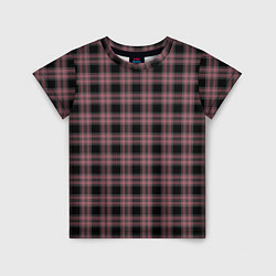 Детская футболка Чёрно-розовый клетчатый