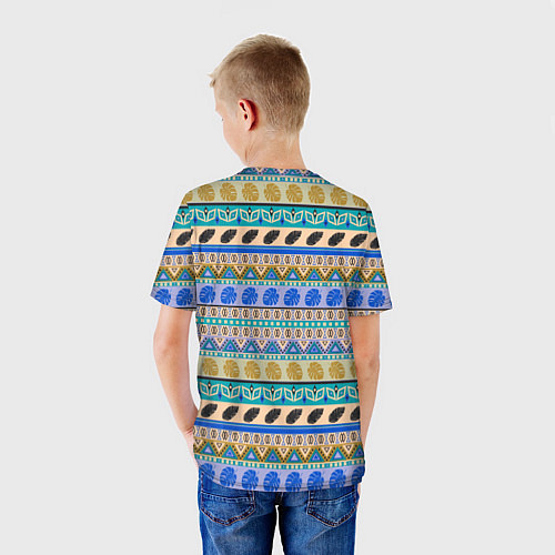 Детская футболка Полосатый тропический летний узор / 3D-принт – фото 4