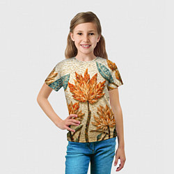 Футболка детская Мозаика осенняя листва в теплых тонах, цвет: 3D-принт — фото 2