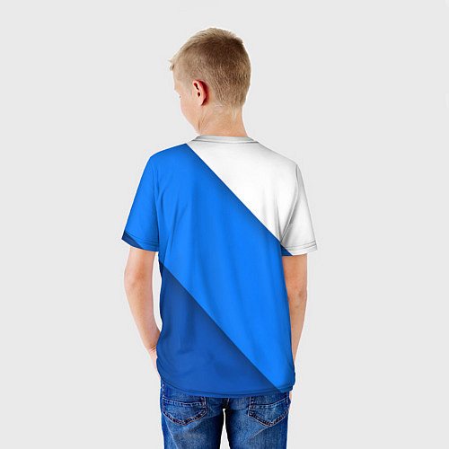 Детская футболка Герб РФ - синии полосы / 3D-принт – фото 4