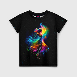Детская футболка Неоновая танцовщица в звездном небе