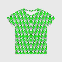 Детская футболка Зелёно-белый паттерн