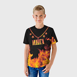 Футболка детская Инга - имя в огне, цвет: 3D-принт — фото 2