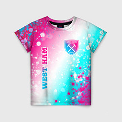 Детская футболка West Ham neon gradient style вертикально