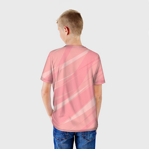 Детская футболка Розово-персиковый полосатый / 3D-принт – фото 4