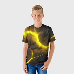 Футболка детская Желтое неоновое свечение, цвет: 3D-принт — фото 2