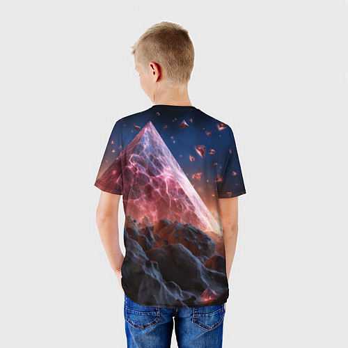 Детская футболка Абстрактная пирамида космическая / 3D-принт – фото 4