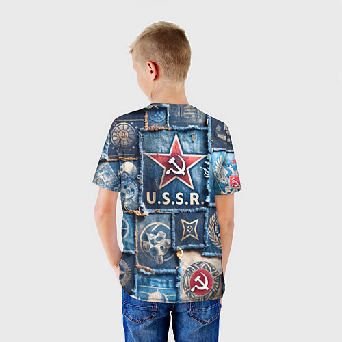 Детская футболка Печворк джинсы СССР / 3D-принт – фото 4
