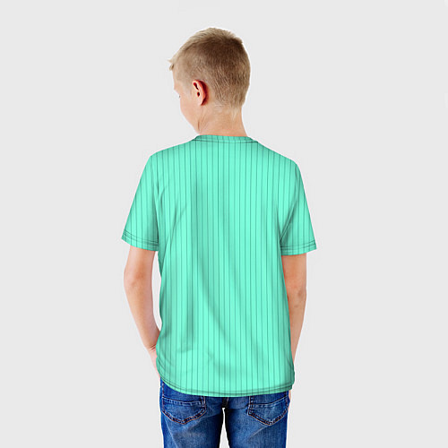 Детская футболка Светлый бирюзовый в тонкую полоску / 3D-принт – фото 4