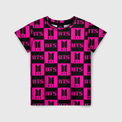 Детская футболка BTS pattern pink logo