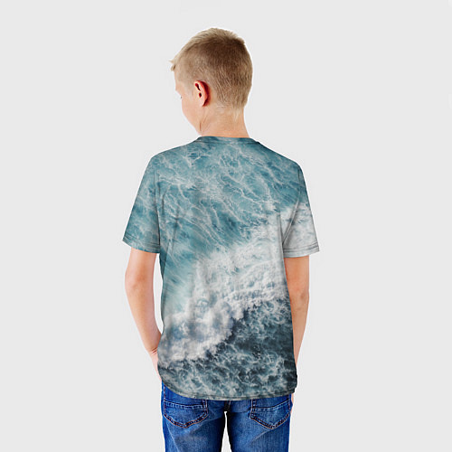 Детская футболка Морская бирюзовая волна / 3D-принт – фото 4